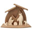 Crèche de Noël en bois + 5 pers de 10cm