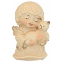 Ange avec chat - 7 Cm - Alabaster