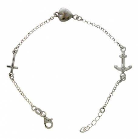 Bracelet argent rhodié - Foi-espërance-charité - 19 cm + Etui