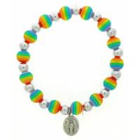 Armband/elastiek Regenboog + Wonderbare medaille 