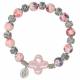 Armband/elastiek - glas - roze - Wonderbare medaille 