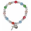 Armband op elastiek Cristal multicolor Kruisje + medaille H Rita 