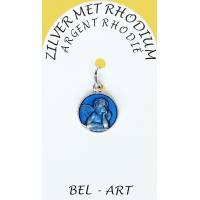 Médaille Argent Rhodié - Ange - 12 mm - Email Bleu