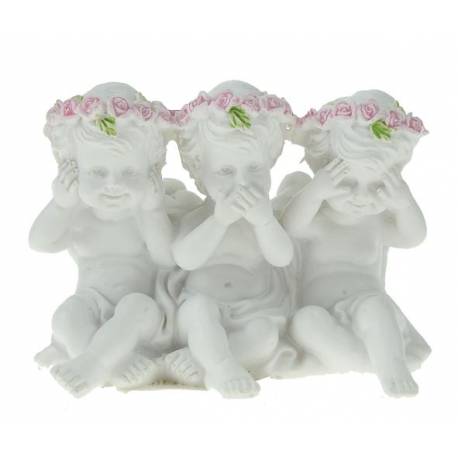 Trio anges sagesse / assis - 6 cm