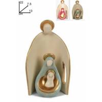 Nativité moderne en porcelaine colorée de taille moyenne (22x13x7.5 cm)