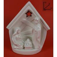 Nativité moderne en porcelaine blanche de taille moyenne (14 x 9 x 16 cm)