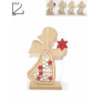 Kerstdecoratie in hout Engel van 14 cm 