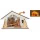 Houten kerststal + licht 10x20x10 cm 