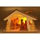 Houten kerststal + licht 10x20x10 cm 