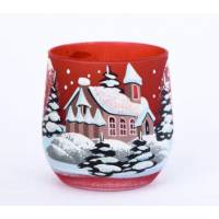 Kerst theelichthouder rood 6 x 7 cm 