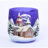 Kerst theelichthouder blauw 6 x 7 cm 