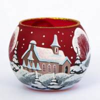 Kerst theelichthouder rood 7 x 6 cm 