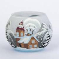 Kerst theelichthouder witte 7 x 6 cm 