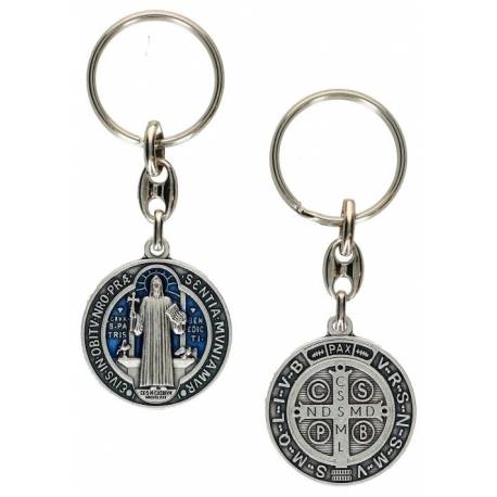 Sleutelhanger - H Benedictus 30 mm - Email blauw 