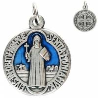 Medaille 18 mm - H Benedictus - Metaal Email blauw 