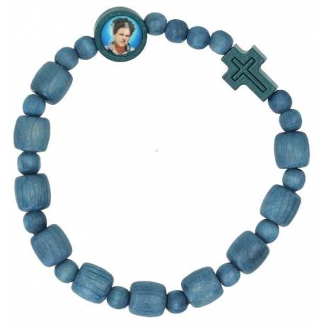 Armband op elastiek Hout blauw Z. Carlo Acutis 