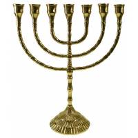 Bougeoir à 7 branches Menorah - 29 cm - Laiton