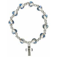 Armband op elastiek Hartjes email blauw 