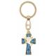 Sleutelhanger Met verguld Kruis Duif Email blauw - wit 