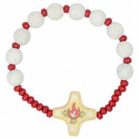 Bracelet sur élastique Bois blanc - rouge Confirmation