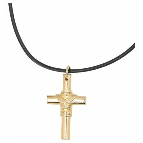 Lacet 50 cm + croix - Métal doré