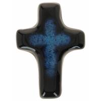 Croix Céramique - 11 X 8.5 cm - Bleu Foncé