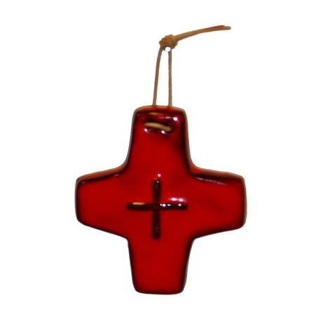 Kruisje Keramiek 8.5 X 7.5 Cm Rood 