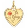 Médaille en métal doré Coeur Texte "Je t'aime"