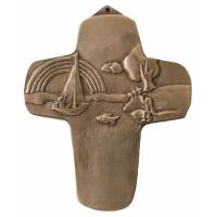 Croix Murale Bronze 10 Cm Bateau/Enfants