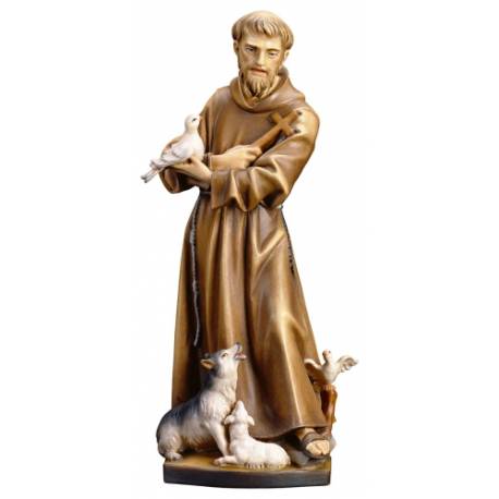 Houtsnijwerk beeld Heilige Franciscus 20 cm gekleurd 