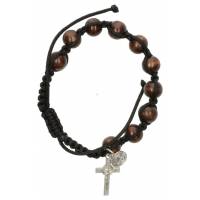 Bracelet s/corde - St Benoit - bois marron