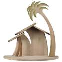 Houtsnijwerk Kerststal Met Komeet 30 X 15 X 30 Cm / Gekleurd 