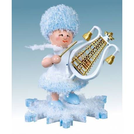 Flocon De Neige-Bois 5.7 Cm Avec Lyre