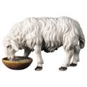 Houtsnijwerk schaap drinkend 10 cm gekleurd 