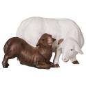 Mouton blanc avec agneau : crèche de Noël en bois Komet 12 cm
