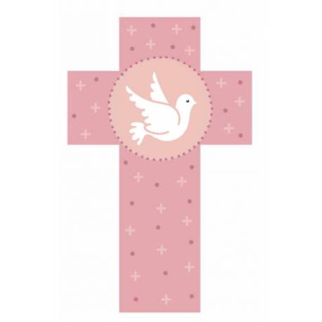 Kruisbeeld duif in rosa 12 cm 