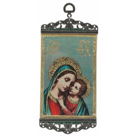 Icône - Tissu 10 X 23 cm - Vierge et Enfant