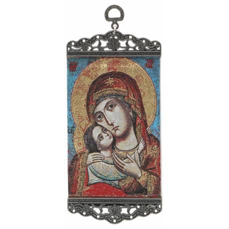 Icône - Tissu 10 X 23 cm - Vierge et Enfant