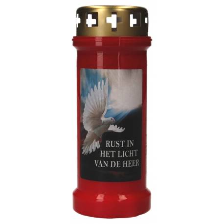 Kaars 6D / KK / rood / Duif + Tekst NL 