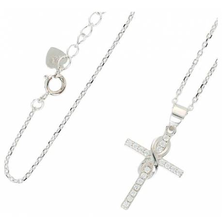 Collier argent avec croix + strass