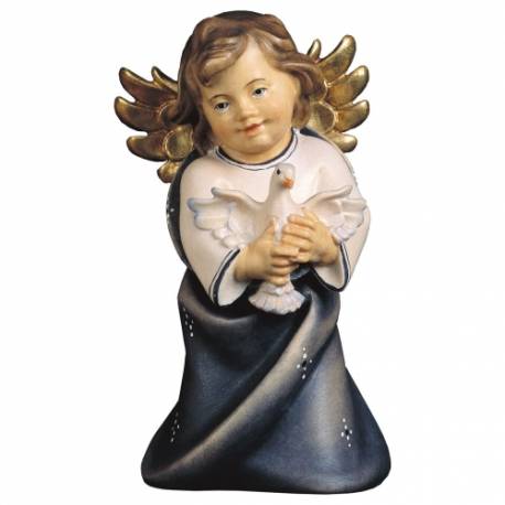 Houtsnijwerk Engel Met Duif 6 Cm/Blauw 