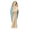 Statue Vierge Marie avec enfant en bois - 30 cm - couleur bleu marbré